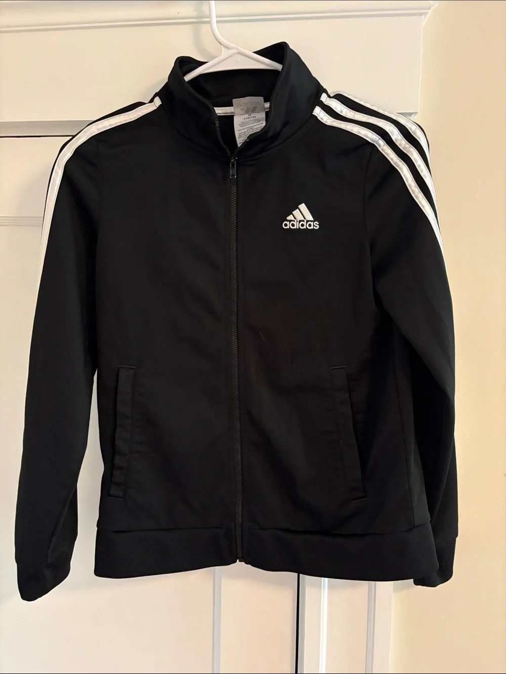 adidas Black Jacket with White Stripes